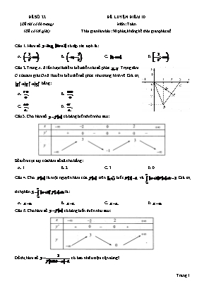 Đề thi thử Tốt nghiệp THPT môn Toán - Mã đề 22 - Năm học 2021 (Có đáp án)